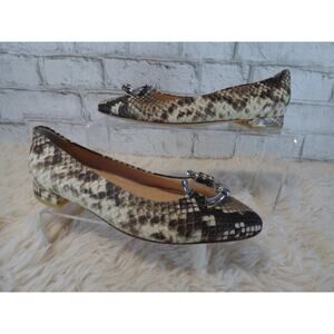 AGL Monika Horse Shoe Detail Python Leather Ballet Flats 35 US 5 NEW